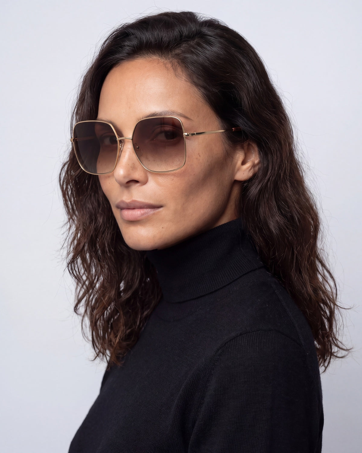 Billie Gold Sunglasses, worn, side